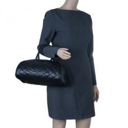 Pre Owned Chanel Black CC Quilted Caviar Small Bowler Bag