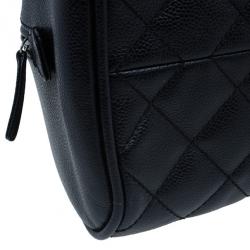 Pre Owned Chanel Black CC Quilted Caviar Small Bowler Bag