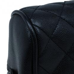 Pre Owned Chanel Black CC Quilted Caviar Small Bowler Bag