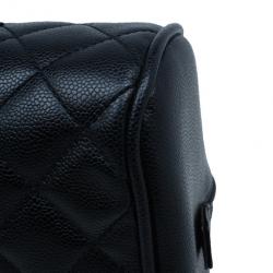 Pre Owned Chanel Black CC Quilted Caviar Small Bowler Bag