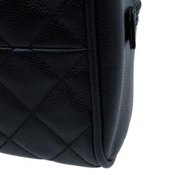 Pre Owned Chanel Black CC Quilted Caviar Small Bowler Bag
