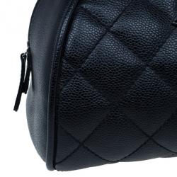 Pre Owned Chanel Black CC Quilted Caviar Small Bowler Bag