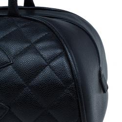 Pre Owned Chanel Black CC Quilted Caviar Small Bowler Bag