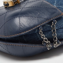 Pre Owned Chanel Blue Quilted Leather and Denim Small Gabrielle Bucket Bag