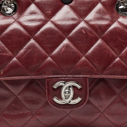 Pre Owned Chanel Burgundy Quilted Leather CC Delivery Bag
