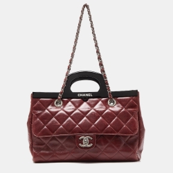 Pre Owned Chanel Burgundy Quilted Leather CC Delivery Bag