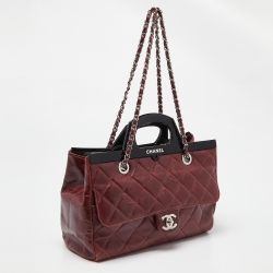 Pre Owned Chanel Burgundy Quilted Leather CC Delivery Bag