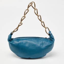 Pre Owned Chanel Blue Leather CC Ring Hobo