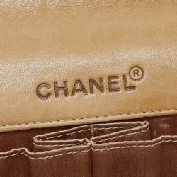 Pre Owned Chanel Beige Chocolate Bar Quilted Leather East West Flap Bag