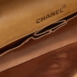 Pre Owned Chanel Beige Chocolate Bar Quilted Leather East West Flap Bag