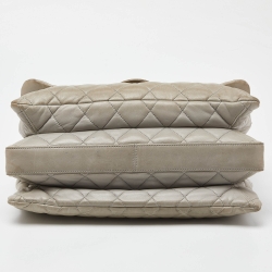 Pre Owned Chanel Grey Quilted Leather Maxi 3 Accordion Flap Bag