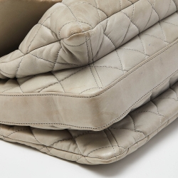 Pre Owned Chanel Grey Quilted Leather Maxi 3 Accordion Flap Bag