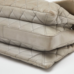 Pre Owned Chanel Grey Quilted Leather Maxi 3 Accordion Flap Bag