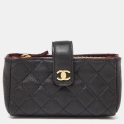 Pre Owned حقيبة صغيرة شانيل  CC جلد مبطنة سوداء