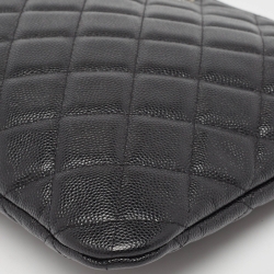 مملوكة مسبقًا Chanel Black Quilted Caviar Leather O'Case Pouch