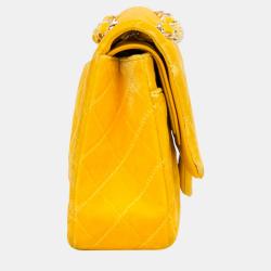 مملوكة مسبقًا Chanel Yellow Medium Classic Velvet Double Flap