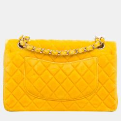 مملوكة مسبقًا Chanel Yellow Medium Classic Velvet Double Flap