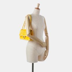 مملوكة مسبقًا Chanel Yellow Medium Classic Velvet Double Flap