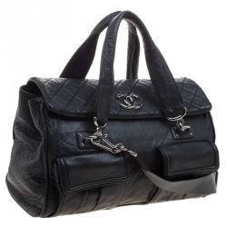 مملوكة مسبقًا Chanel Black Quilted Soft Leather CC Bowler Bag