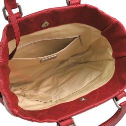 Pre Owned Chanel Red Caviar Top Handle Tote