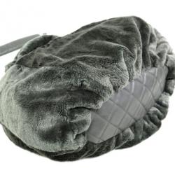 Pre Owned Chanel Grey Pile Fabric CC Hobo