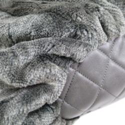 Pre Owned Chanel Grey Pile Fabric CC Hobo