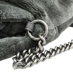Pre Owned Chanel Grey Pile Fabric CC Hobo