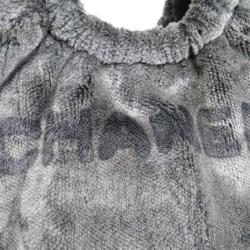 Pre Owned Chanel Grey Pile Fabric CC Hobo
