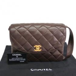 Pre Owned حقيبة شانيل بني مبطنة جلد خروف للكتف