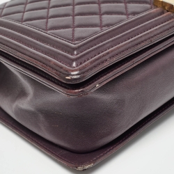 مملوكة مسبقًا Chanel Plum Quilted Leather New Medium Boy Shoulder Bag