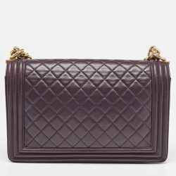 مملوكة مسبقًا Chanel Plum Quilted Leather New Medium Boy Shoulder Bag