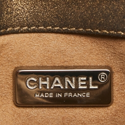 Pre Owned Chanel Two Tone Gold Python flap Chain Clutch