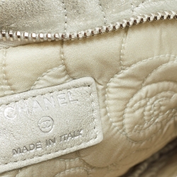 Pre Owned Chanel Silver Leather Camellia Pochette