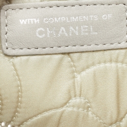 Pre Owned Chanel Silver Leather Camellia Pochette