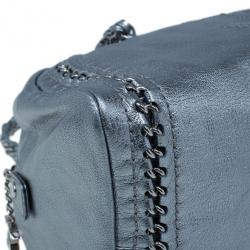 مملوكة مسبقًا Chanel Metallic Silver Leather Chain Trim Luxe Ligne Bowler Bag