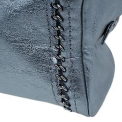 مملوكة مسبقًا Chanel Metallic Silver Leather Chain Trim Luxe Ligne Bowler Bag
