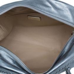 مملوكة مسبقًا Chanel Metallic Silver Leather Chain Trim Luxe Ligne Bowler Bag