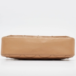Pre Owned Chanel Beige Quilted Leather Wild Stitch Classic Flap Bag