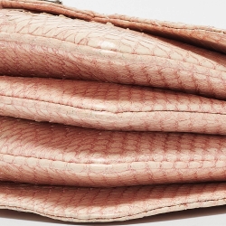 Pre Owned Chanel Peach/Pink Python Triple Compartment CC Flap Bag