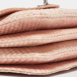 Pre Owned Chanel Peach/Pink Python Triple Compartment CC Flap Bag