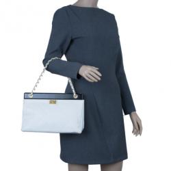 Pre Owned Chanel Black and White Caviar Shoulder Tote