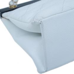 Pre Owned Chanel Black and White Caviar Shoulder Tote