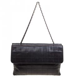 Pre Owned Chanel Black Chocolate Bar Leather Reissue Flap Bag
