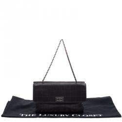 Pre Owned Chanel Black Chocolate Bar Leather Reissue Flap Bag