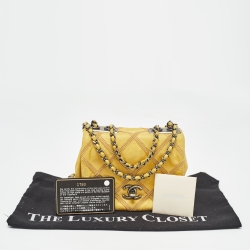 مملوكة مسبقًا Chanel Yellow Nubuck Leather Wildstitch Thin City Flap Bag