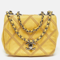 مملوكة مسبقًا Chanel Yellow Nubuck Leather Wildstitch Thin City Flap Bag