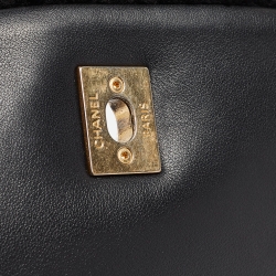 Pre Owned Chanel Black Shearling Medium Coco Top Handle Bag