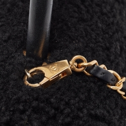 Pre Owned Chanel Black Shearling Medium Coco Top Handle Bag