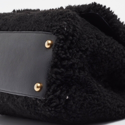 Pre Owned Chanel Black Shearling Medium Coco Top Handle Bag