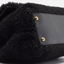 Pre Owned Chanel Black Shearling Medium Coco Top Handle Bag